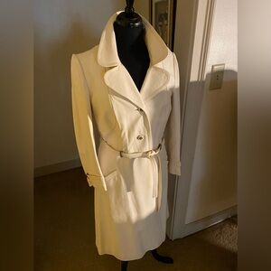 Leather Cream Trench Coat